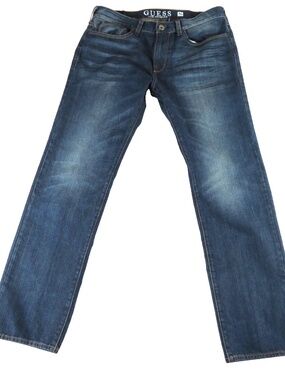 Men GUESS Lincoln Slim Straight Jeans Size 36, Length 32